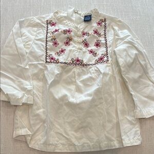 GAP Kids White Blouse with Pink Embroidery